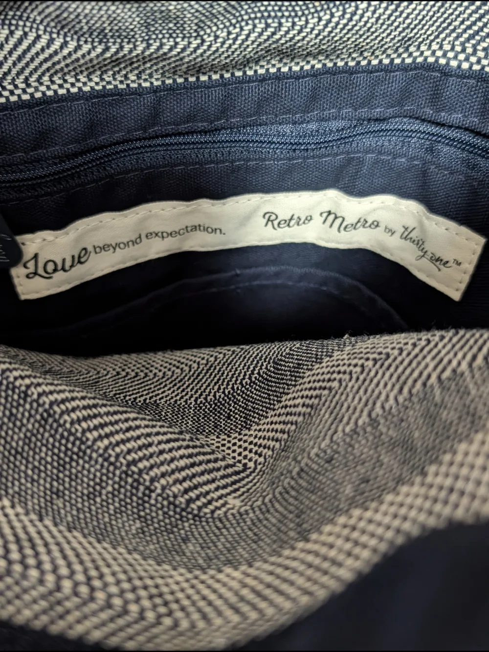 thirty-one Gray Striped Canvas Messenger Bag